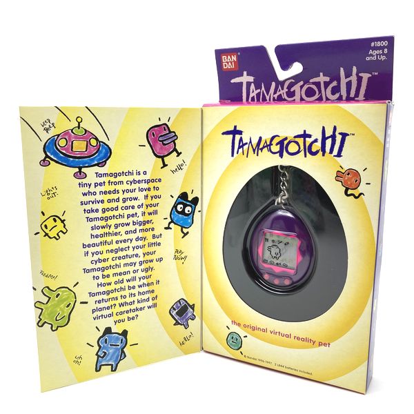 [NEW] [Not Guaranteed to Work : For Collection Only] Tamagotchi Original Purple and Pink Keychain Bandai English Model 1996