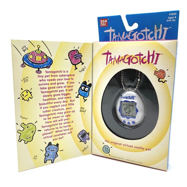 [NEW] [Not Guaranteed to Work : For Collection Only] Original Tamagotchi White and Blue w/Logo Bandai English Model 1996-1997