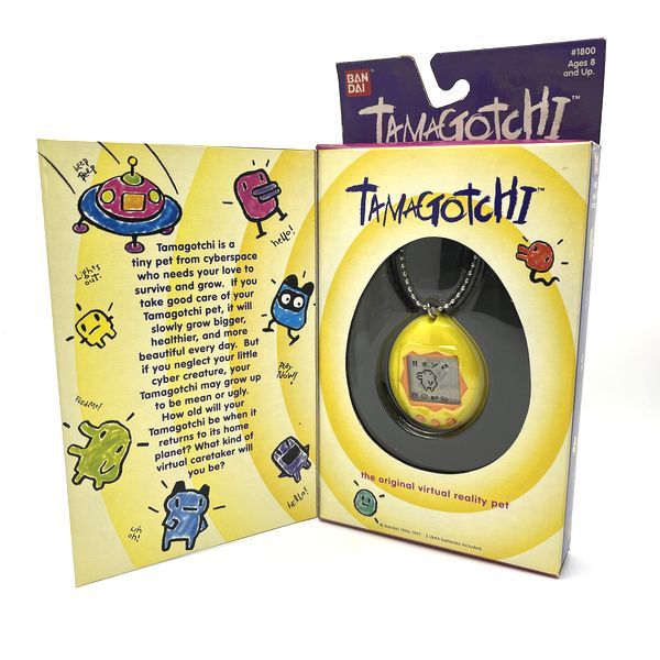 [Used] Original Tamagotchi Yellow in Box Bandai English Model 1996-1997